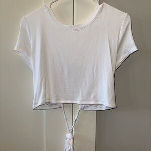 2 shirts-Offline by Aerie white & black open back with tie ribbed tshirts